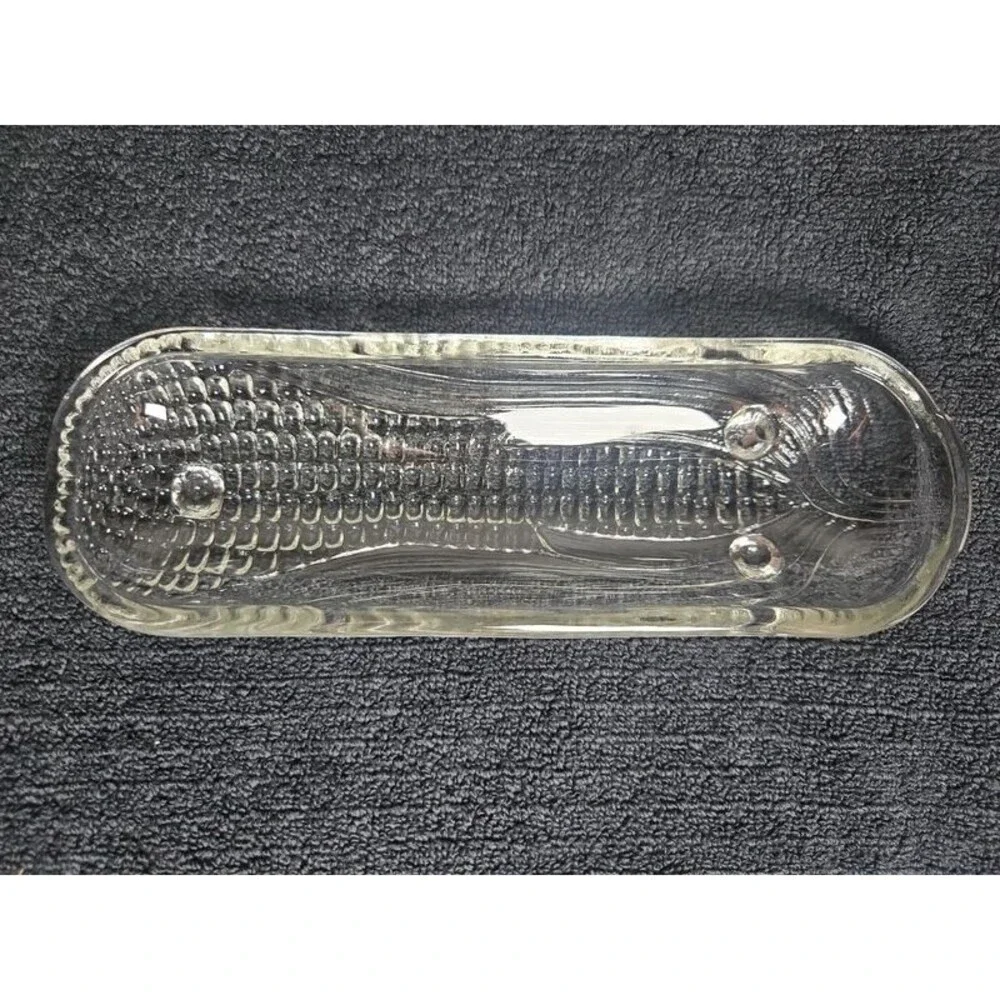Set of 6 Vintage Clear Pressed Glass Corn on the Cob Serving Dishes